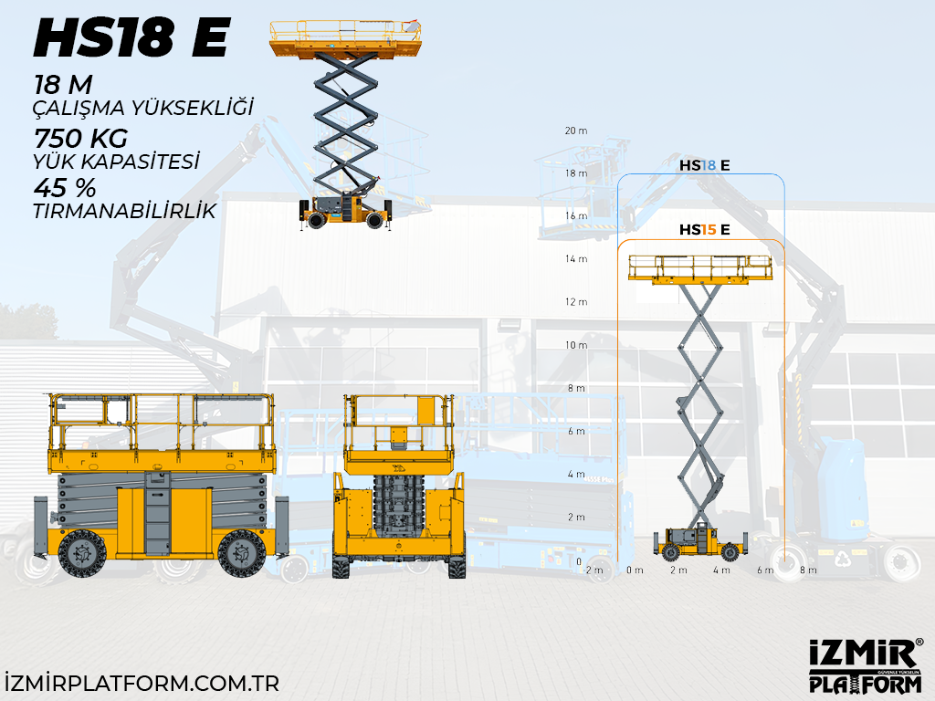 Ak�l� Makasl� Manlift Platform 18 Metrelik Kiralama