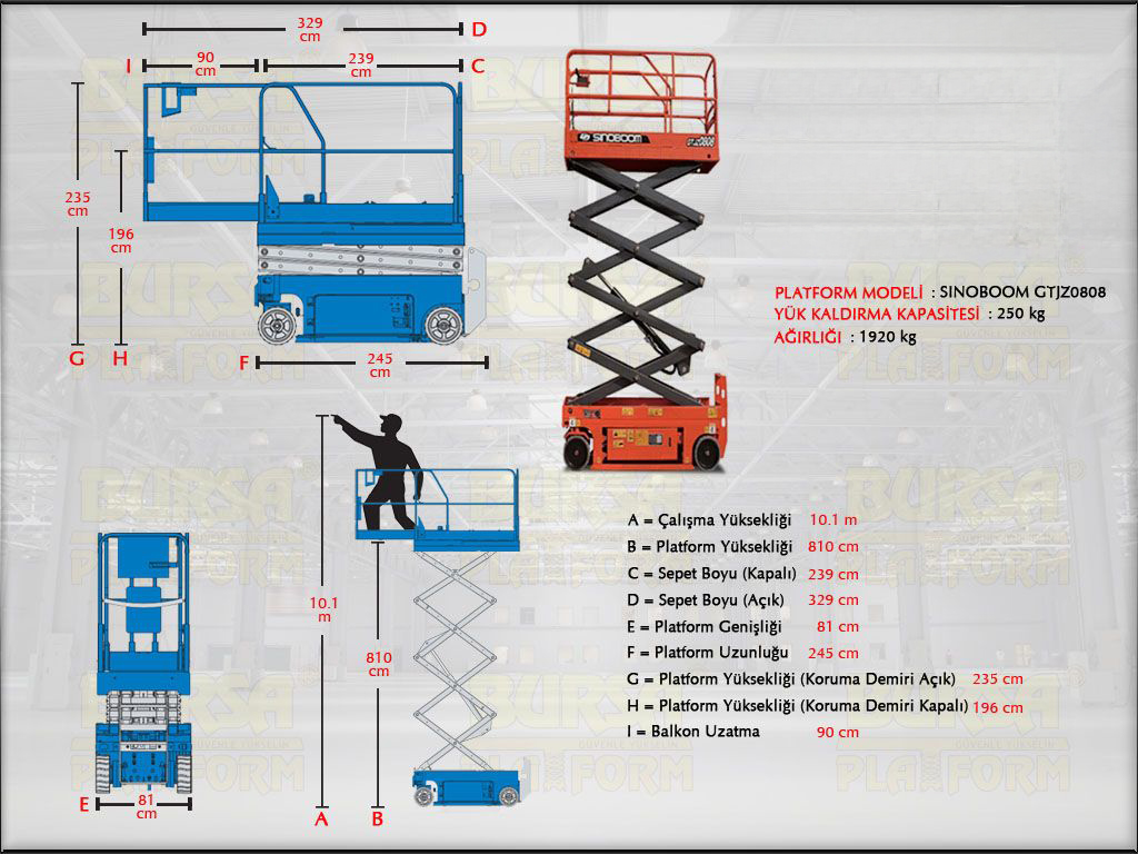 Ak�l� Makasl� Manlift Platform 10 Metrelik Kiralama