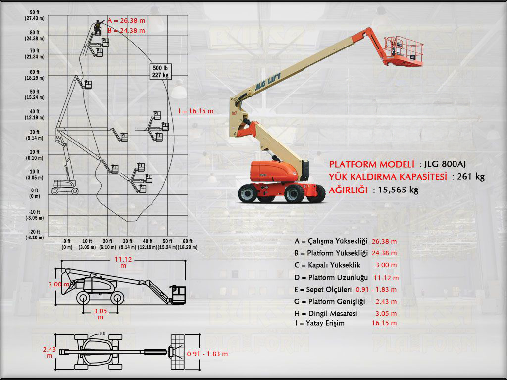 Dizel Eklemli Manlift Platform 27 Metrelik Kiralama