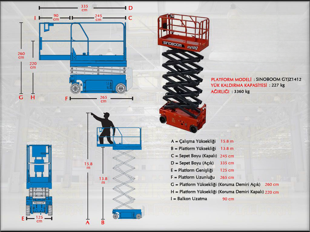 Ak�l� Makasl� Manlift Platform 16 Metrelik Kiralama